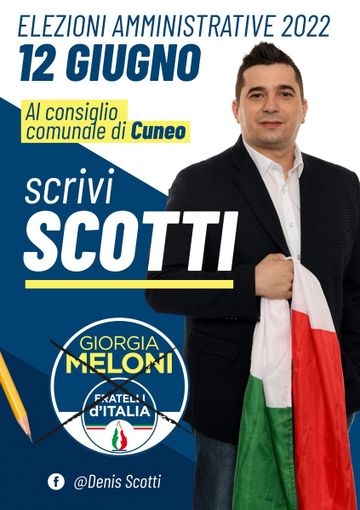 Denis Scotti (FdI): "Chiedo fiducia ai cuneesi. Votatemi. Il mio impegno sarà per la sicurezza e per il sociale"