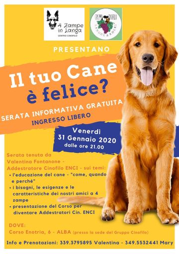 "Imparare a vivere a sei zampe": ad Alba una serata rivolta a tutti i proprietari di cani "Imparare a vivere a sei zampe": ad Alba una serata rivolta a tutti i proprietari di cani