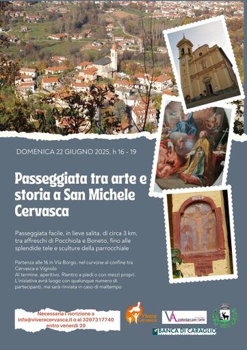 A passeggio tra storia e arte a Cervasca. L'iniziativa domenica 22 giugno A passeggio tra storia e arte a Cervasca. L'iniziativa domenica 22 giugno
