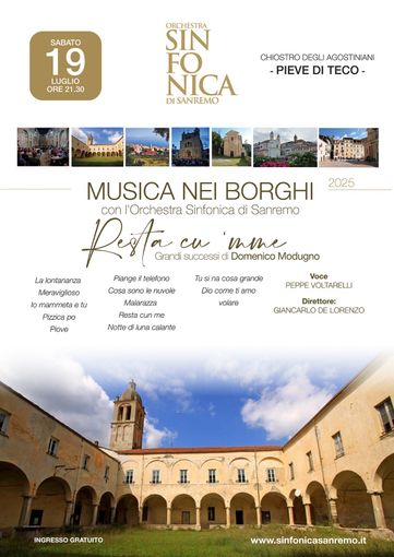 Pieve di Teco, serata magica con l'omaggio a Modugno grazie al concerto della Sinfonica di Sanremo