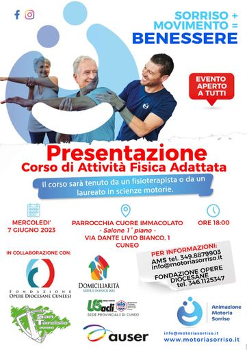 Sorriso+movimento=benessere: a Cuneo un corso di attività fisica adattata
