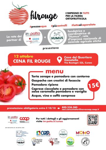Cuneo, alla Casa del Quartiere Donatello la prima cena "Fil Rouge"