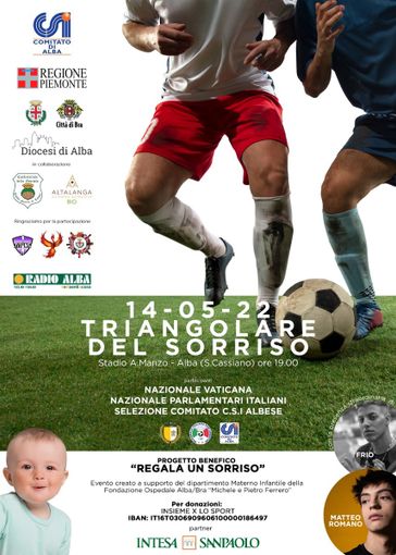 Ad Alba il "Triangolare del sorriso": il 14 maggio partita di calcio a scopo benefico allo stadio "Manzo"