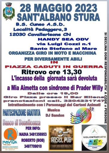 A Sant'Albano Stura il "Giro in moto e macchina" per persone diversamente abili