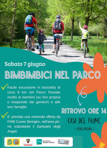 Cuneo, sabato 7 giugno torna bimbimbici nel parco