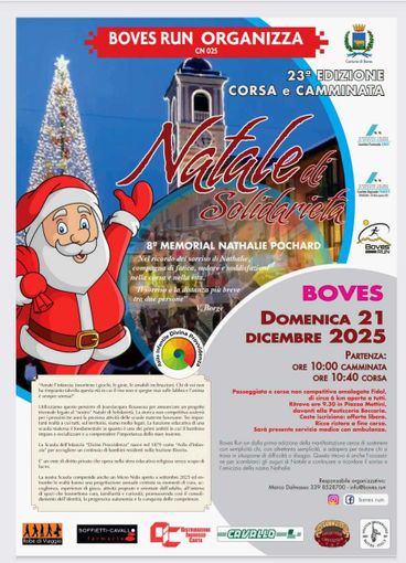 Domenica 21 dicembre torna il “Natale di solidarietà” della Boves Run Domenica 21 dicembre torna il “Natale di solidarietà” della Boves Run
