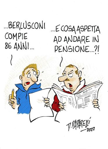 Il compleanno di Berlusconi nella vignetta di Danilo Paparelli