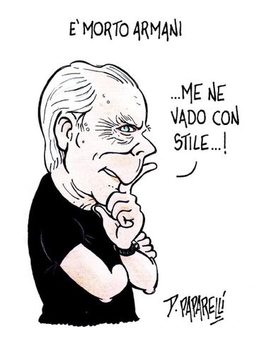La vignetta di Danilo Paparelli dedicata ad Armani
