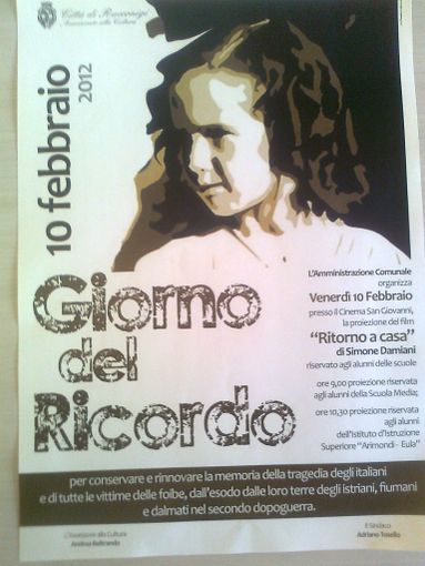 Per il “Giorno del Ricordo” a Racconigi la proiezione del film "Ritorno a casa" di Simone Damiani Per il “Giorno del Ricordo” a Racconigi la proiezione del film "Ritorno a casa" di Simone Damiani
