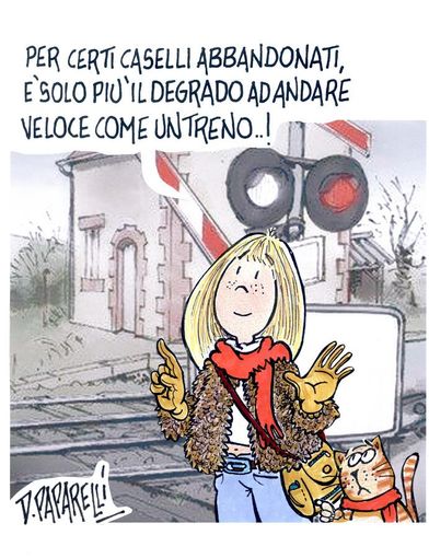 Un casello abbandonato spesso è posizionato in prossimità di un binario morto