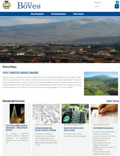 La nuova homepage del sito del Comune di Boves La nuova homepage del sito del Comune di Boves