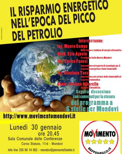 MoVimento 5 Stelle Mondovì: incontro sul risparmio energetico