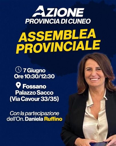 Fossano: sabato 7 giugno l'assemblea provinciale di Azione Fossano: sabato 7 giugno l'assemblea provinciale di Azione
