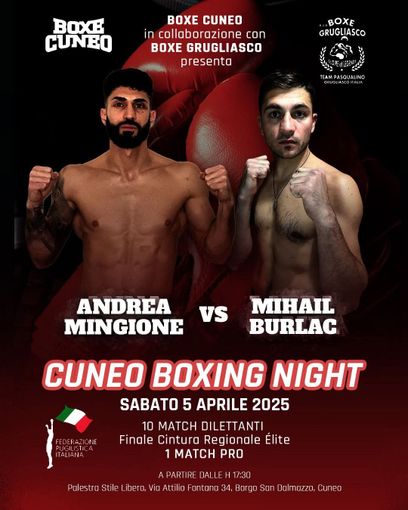 La grande boxe sbarca nel cuneese: a Borgo San Dalmazzo il terzo match da professionista di Andrea Mingione