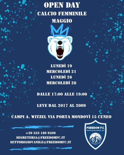 Cuneo: tornano le “giornate aperte” della Freedom FC Women, alla scoperta del calcio femminile