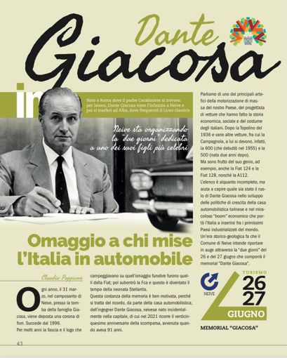 A Neive tanti appuntamenti per un fine settimana in memoria di Dante Giacosa A Neive tanti appuntamenti per un fine settimana in memoria di Dante Giacosa