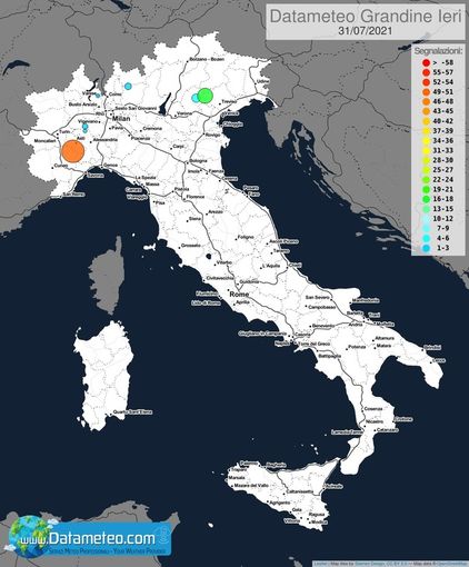 Meteo: esplode il maltempo con grandine e vento da  record