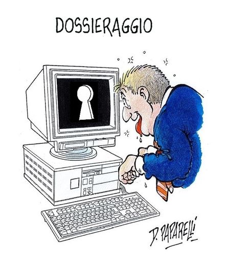 Spionaggi e dossieraggi on-line nella vignetta di Danilo Paparelli Spionaggi e dossieraggi on-line nella vignetta di Danilo Paparelli