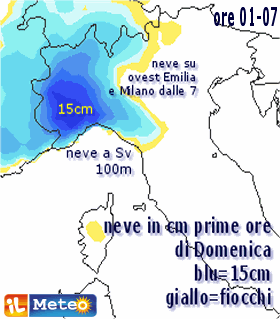 La mappa delle precipitazioni nella notte tra sabto e domenica tratta da ilmeteo.it La mappa delle precipitazioni nella notte tra sabto e domenica tratta da ilmeteo.it