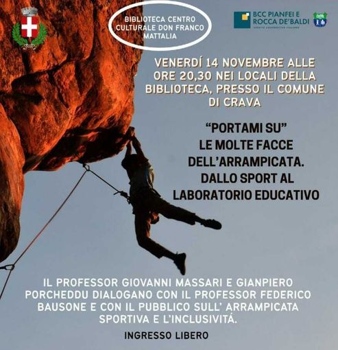 Arrampicata: venerdì a Crava la “Montagna Terapia”, l’inclusione al centro della serata “Portami Su”
