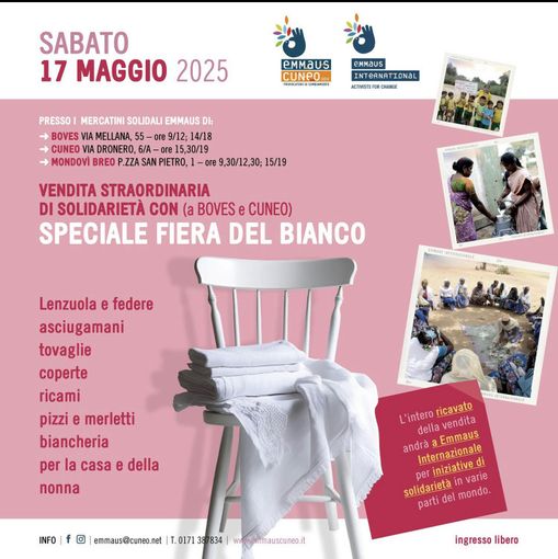 A Cuneo e Boves vendita straordinaria di solidarietà speciale Fiera del bianco A Cuneo e Boves vendita straordinaria di solidarietà speciale Fiera del bianco