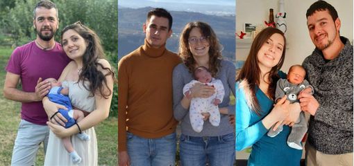 Pietro, Agnese e Dominick con i loro genitori Pietro, Agnese e Dominick con i loro genitori