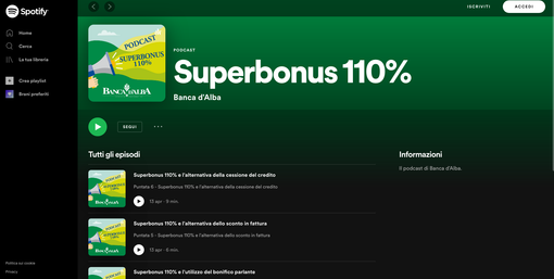 Banca d'Alba ora anche sulla piattaforma Spotify Banca d'Alba ora anche sulla piattaforma Spotify