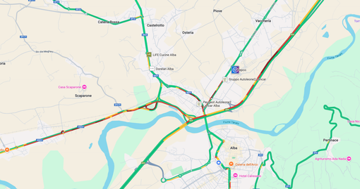 La situazione della viabilità attorno ad Alba alle 8.20 di questa mattina