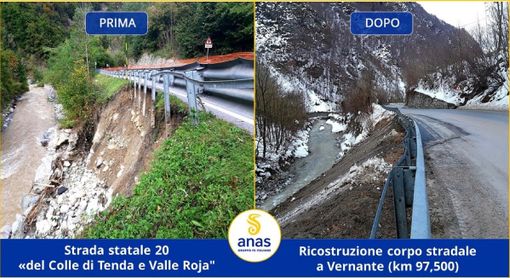 Inviate da Anas, le immagini ritraggono il tratto interessato prima e dopo l'intervento di ripristino