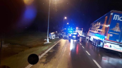 La scena dell'incidente avvenuto in mattinata nei pressi di Pollenzo