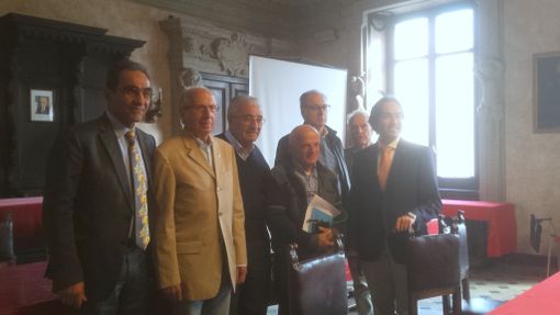 Savigliano, sala consiglio, la presentazione del progetto,  da sinistra il presidente del Rotary Savigliano Giovanni Battista Testa