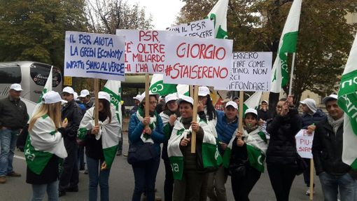 Un'immagine della protesta di stamattina
