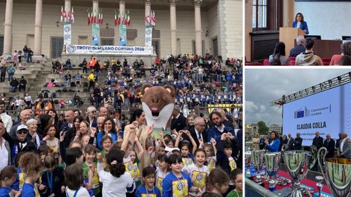 Claudia Colli in tre momenti delle celebrazioni per la "Festa dell'Europa"