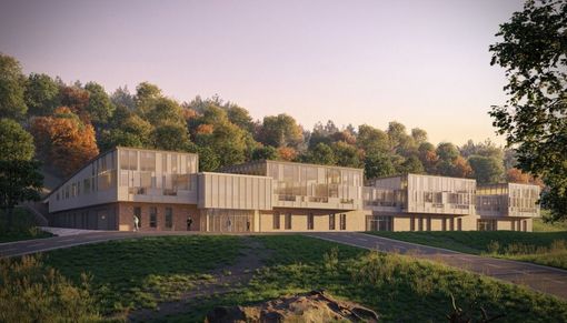 Il rendering del progetto proposto per la nuova sede dei licei alla Polveriera Il rendering del progetto proposto per la nuova sede dei licei alla Polveriera