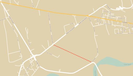 La linea tratteggiata individua per sommi capi il percorso della bretella destinata a collegare il ponte di Pollenzo con la Statale 231 La linea tratteggiata individua per sommi capi il percorso della bretella destinata a collegare il ponte di Pollenzo con la Statale 231