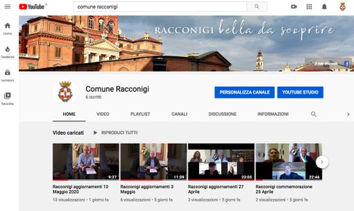 Il Comune di Racconigi sbarca su YouTube con un canale per l'informazione e la comunicazione ai cittadini