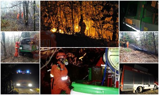 Vigili del fuoco ed Aib al lavoro a Paesana