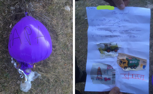 "Caro Babbo Natale, mi chiamo Jeremy e ho quattro anni": un palloncino porta la letterina di un bimbo francese... in valle Stura