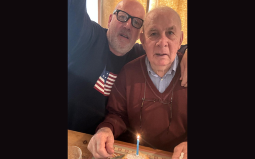 Il signor Ezio Da Roit con il figlio Dario in occasione dell'87° compleanno
