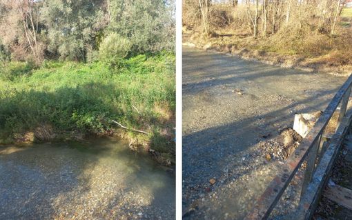 A sinistra il tratto prima dell'intervento, a destra dopo