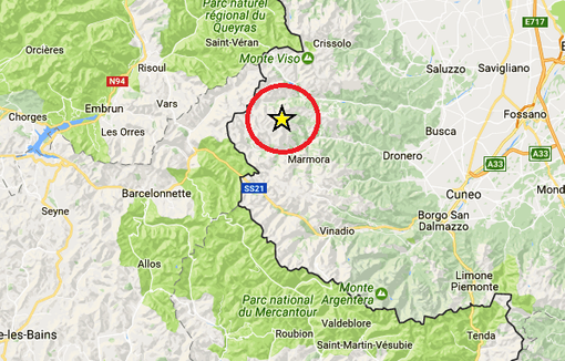Scossa di terremoto di magnitudo 2.5 con epicentro a metà strada fra Acceglio e Prazzo