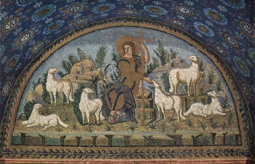 Mosaico del “buon Pastore”, mausoleo di Galla Placidia (V secolo), a Ravenna