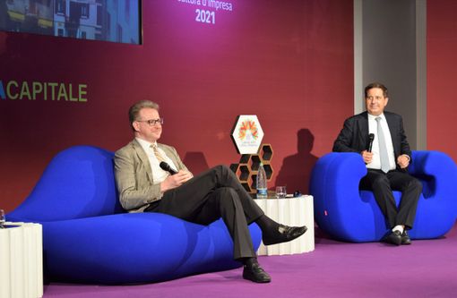 Giuseppe Rossetto, a sinistra, a capo del Comitato di Sorveglianza del Gruppo Egea, insieme al presidente e amministratore delegato della multiservizi albese PierPaolo Carini