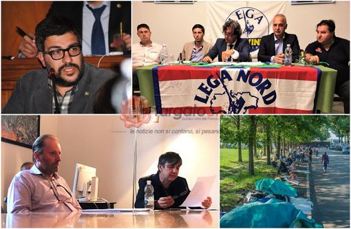 Da in alto a sinistra (in senso orario): il sindaco Calderoni, la conferenza stampa della Lega Nord, i migranti accampati lungo il viale del Foro Boario, la conferenza stampa di Forza Italia Da in alto a sinistra (in senso orario): il sindaco Calderoni, la conferenza stampa della Lega Nord, i migranti accampati lungo il viale del Foro Boario, la conferenza stampa di Forza Italia