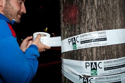 I ragazzi del gruppo Alimen(e)azione intenti ad "allestire l'opera", copyright Aliment(e)azione