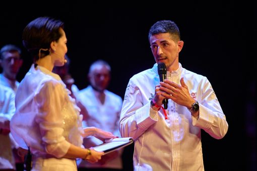 Nelle foto alcuni momenti della cerimonia che, tenuta nei giorni scorsi al Teatro Regio di Parma, ha visto l'incoronazione di Michelangelo Mammoliti nel ristretto gruppo di chef che nel nostro Paese possono vantare le tre stelle Michelin