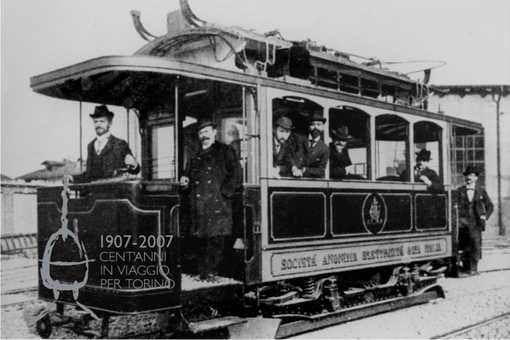 Un tram elettrico a Torino (1896) - archivio ATTS