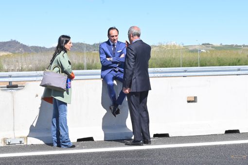 Il governatore Cirio con l'amministratore delegato della società Asti-Cuneo all'inaugurazione del tronco B del lotto II.6, nell'aprile scorso
