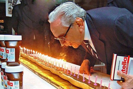 Michele Ferrero durante i festeggiamenti per i 40 anni della Nutella