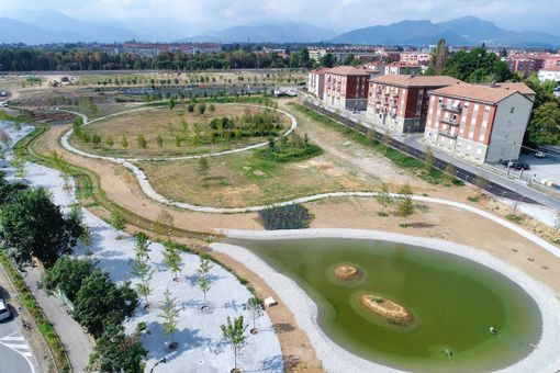 Cuneo, non si fermano i lavori al Parco Parri: già visibili le forme principali del futuro "polmone verde"